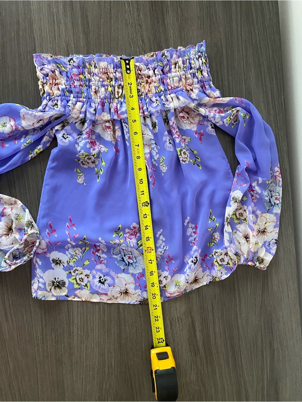 NWT Women’s Floral Off-Shoulder Blouse - Purple Size XS - Picture 7 of 8